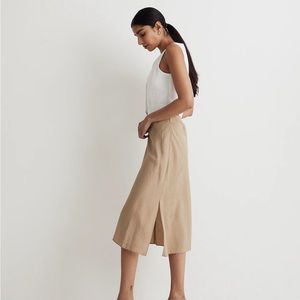 Madewell The Layton Midi Slip Skirt in Drill Khaki Size 2 NWT